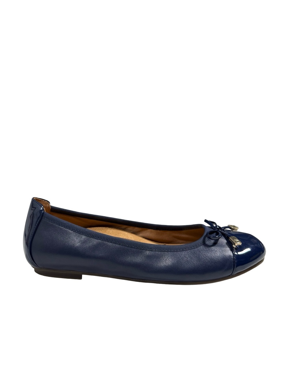 Vionic Minna Ballet Flats Navy Leather Patent Cap Toe Comfort Shoes Womens 7.5 - Picture 5 of 11